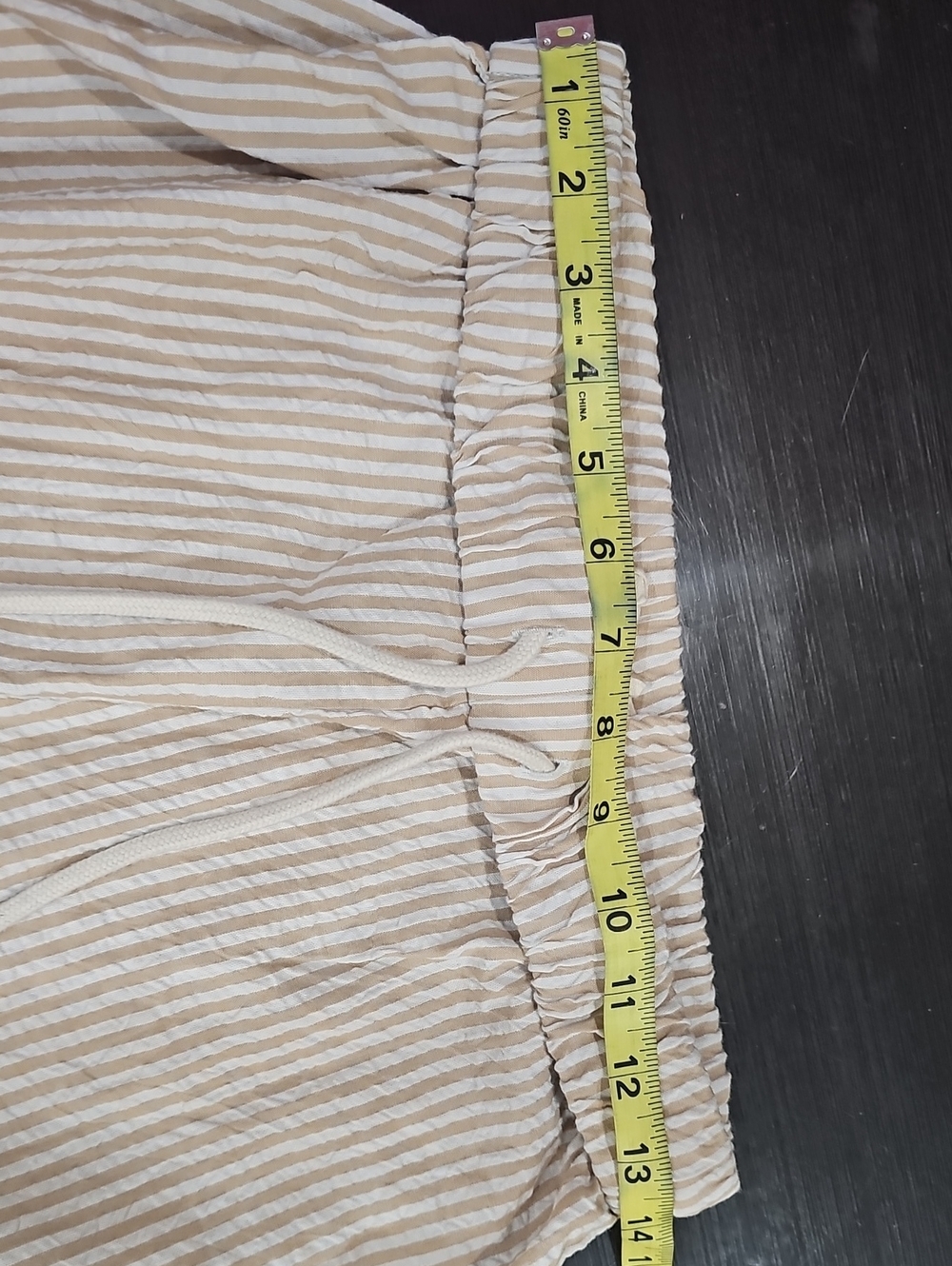 Striped Light Beige Women’s Swim Coverup/Lounge Pants with Drawstring Waist - Picture 10 of 11